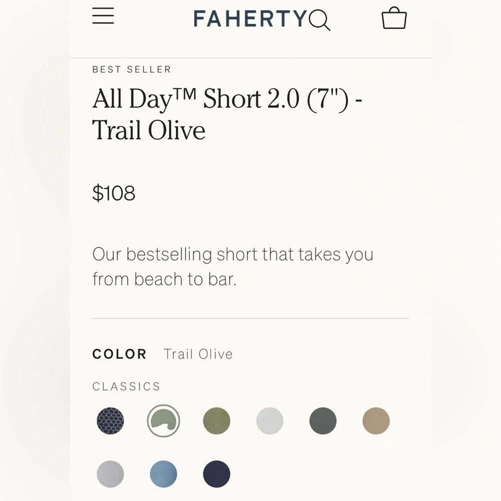 Faherty Olive Cotton-Blend Flat Front Shorts